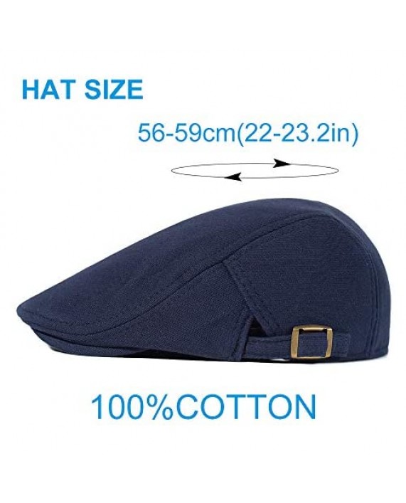 PUZAMA Men's Newsboy Cap Cotton Vintage Beret Soft Flat Cap Ivy Gatsby Driving Hat Cabbie Hunting Cap