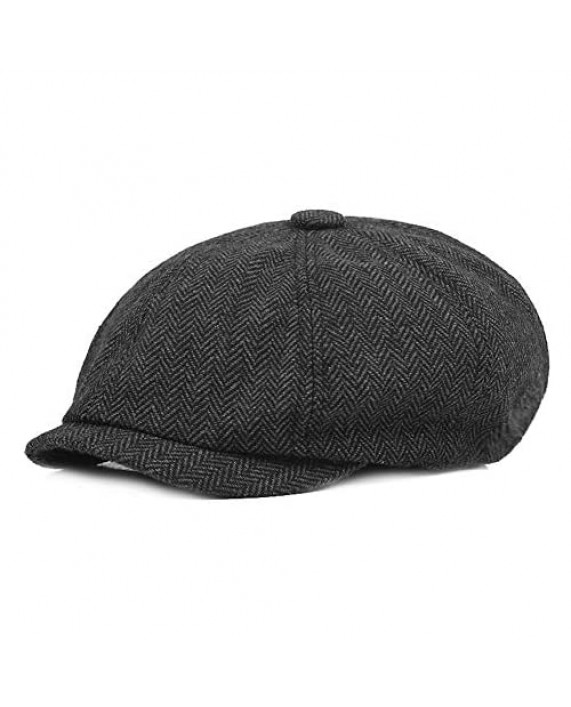 SIYWINA Peaky Baker Boy Flat Cap Mens Newsboy Cap Herringbone Cloth Cap Hat