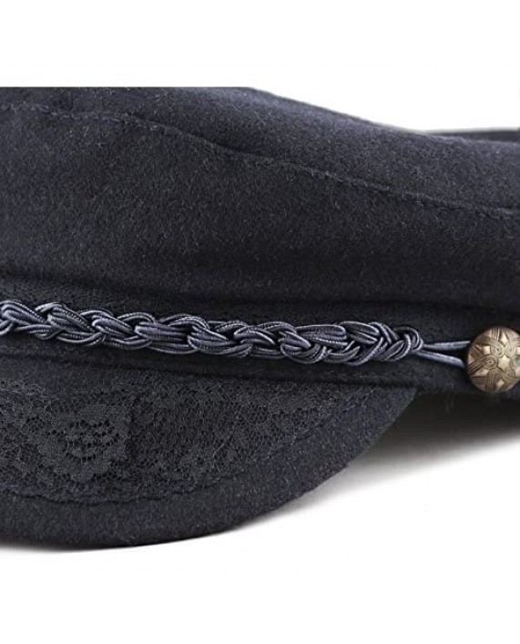 The Hat Depot Winter Unisex Wool & Faux Leather Greek Fisherman Sailor Fiddler Driver Hat Flat Cap