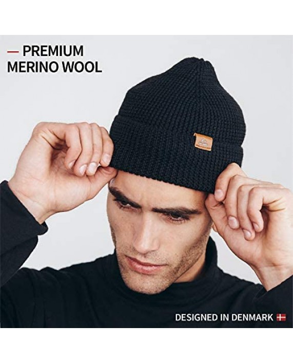 DANISH ENDURANCE Classic Merino Wool Beanie for Men & Women Soft Unisex Cuffed Plain Knit Hat with Recycled Materials