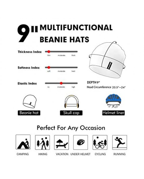 EMPIRELION 9 Multifunctional Lightweight Beanies Hats for Men Women Running Skull Cap Helmet Liner Sleep Caps