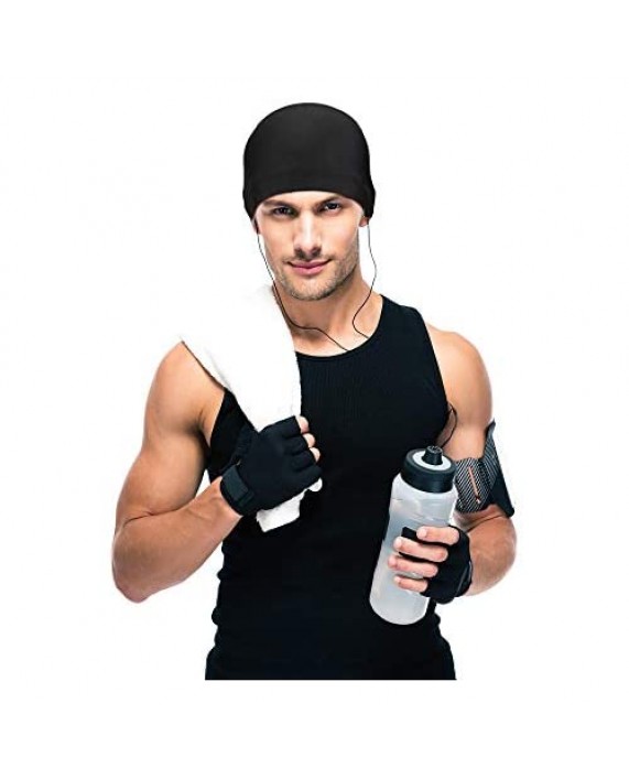 Geyoga 6 Pieces Sweat Wicking Cap Running Hats Skull Cap Helmet Liner for Men and Women Fitting Running Jogging Exercise