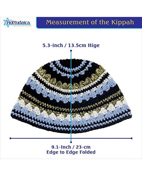 HolYudaica Pack of 4-Pcs - Hq 23cm/Large Size Mix Colors Handmade Frik Kippah for Men Boys and Kids (Model #5)