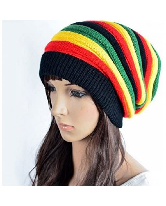 Jamaica Reggae Rasta Stripes Oversized Slouch Warm Beanie Hat