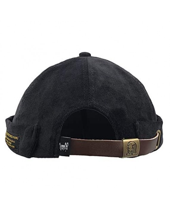 Men Hats Docker Cap Hats Beanie Sailor Cap Worker Hat Rolled Cuff Retro Brimless Hat with Adjustable