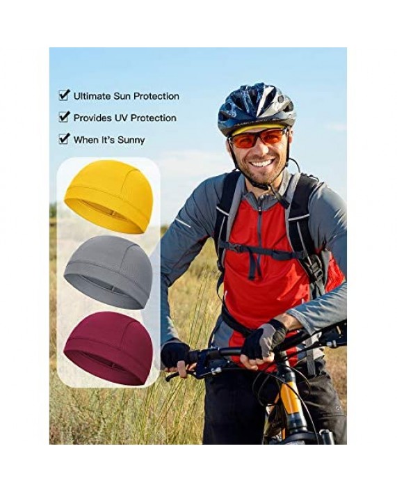 SATINIOR 9 Pieces Helmet Liner Skull Caps Sweat Wicking Cycling Hat Cooling Beanie Hat