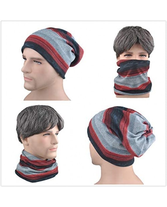 Slouchy Beanie Tube 2-Pack Multipurpose Neck Gaiter Loop Scarf Ponytail Knit Hat