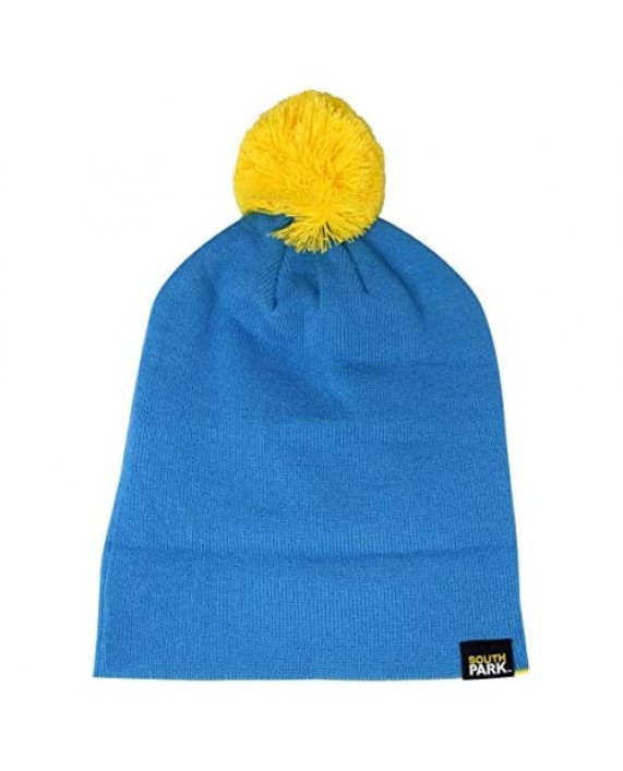 South Park Officially Licensed Eric Cartman Cosplay Knit Pom Beanie Hat - Blue/Yellow