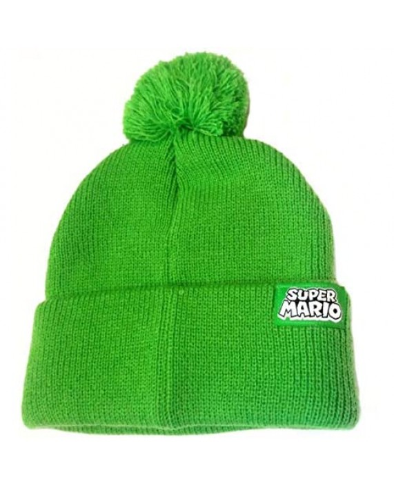 Super Mario Bros Luigi Pom Pom Knit Hat Beanie Green