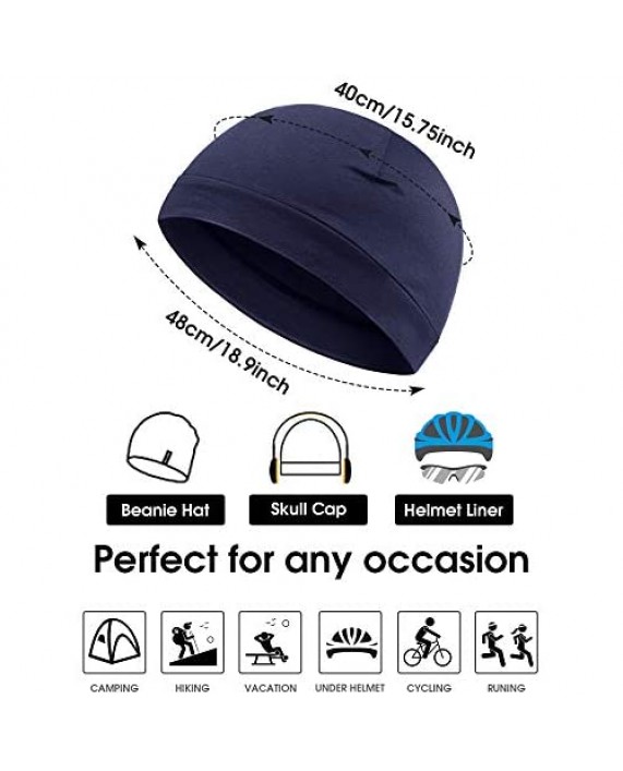 Syhood 4 Pieces Men Skull Caps Soft Cotton Beanie Sleep Hats Stretchy Helmet Liner Multifunctional Headwear for Men Women