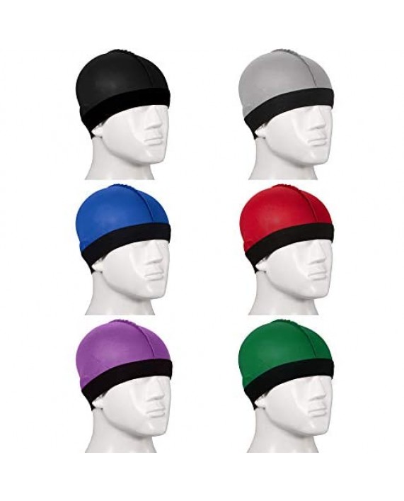 Syhood 6 Pieces Elastic Band Silky Wave Caps for Men Soft Breathable Material for 360 540 and 720 Waves