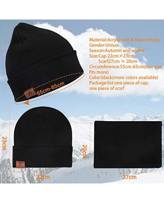 Winter Beanie Hat Scarf Touchscreen Gloves Set for Men and Women Beanie Gloves Neck Warmer Set with Warm Knit Fleece Lined