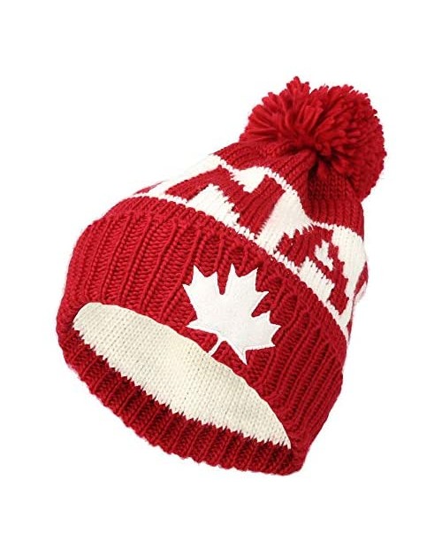 WITHMOONS Knit US Canada Flag Union Jack Pom Beanie Hat JZP0027