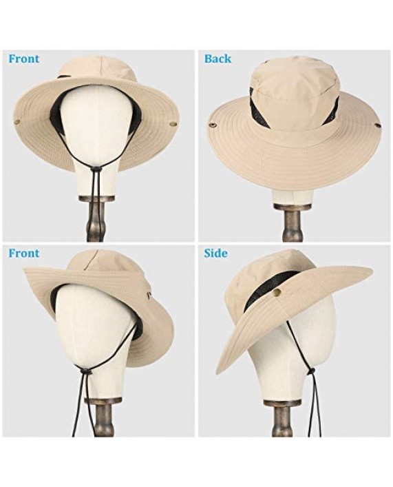 4 Pieces Wide Brim Sun Hat Outdoor Summer Sun Protection Boonie Cap Breathable Waterproof Foldable Safari Hat Hunting Mesh Hat for Men Women Fishing Hiking Beach Hat Quick-Drying