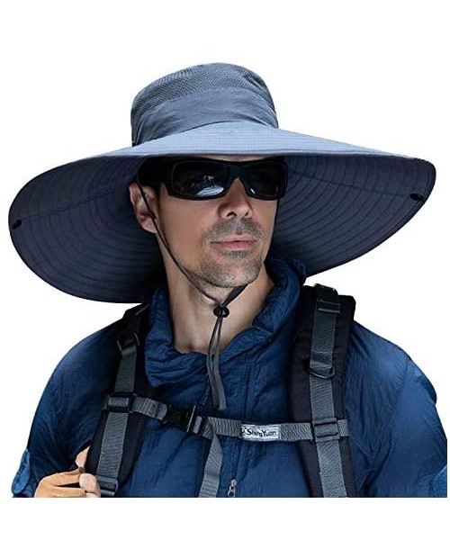 6 Inches Super Wide Brim Men Fishing Sun Hats Outdoor Hiking Travel Women Bucket Cap Safari Boonie Gardening Lawn Hat