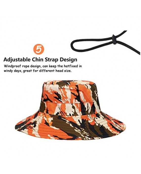 DOCILA Camo Boonie Bucket Hat for Men Women Military Style Outdoor Fishing Safari Hunting Fisherman Sun Caps