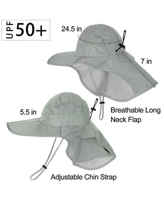 Eastto Wide Brim Sun Hat with Neck Net Flap Outdoor Sun Protection Hiking Safari Fishing Hat for Men Women