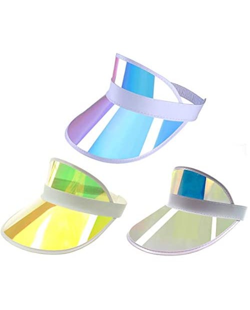 Givocker Unisex Sun Visor Caps - Outdoor Tennis Beach Colored Clear Plastic UV Protection Hat Elastic Headband