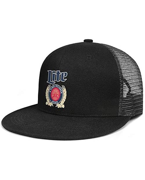 jdadaw Miller-Lite-Logo-Image- Woman Man Adjustable Flat Bill Baseball Caps Sports Caps Trucker Hats