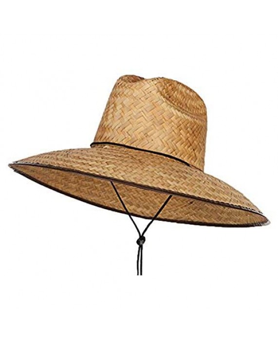 Men's Crushed Safari Straw Sun Hat Life Guard Hat Gardening Out Door