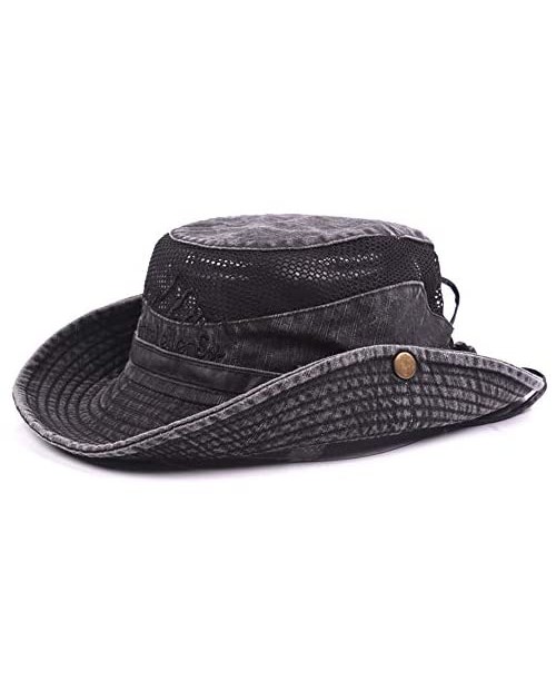 Men's Sun Hat Cotton Cowboy Summer Outdoor Fisherman Hat Protection Wide Brim Bucket Hat UV Protection Foldable Cap