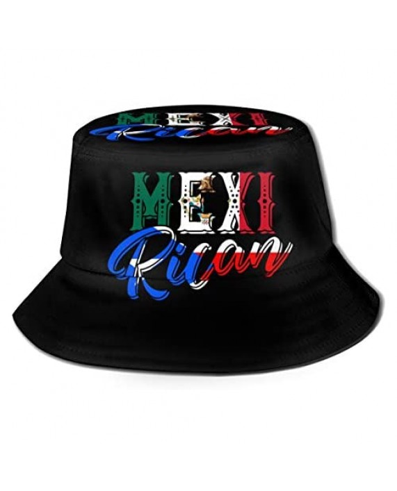 Mexirican Puerto Rican Rico Mexican Mexico Flag Fishing Travel Bucket Hat Fisherman Summer Camp Sun Cap Clothing Dresses Adult Women Men Girls Golf Beach Party Gift