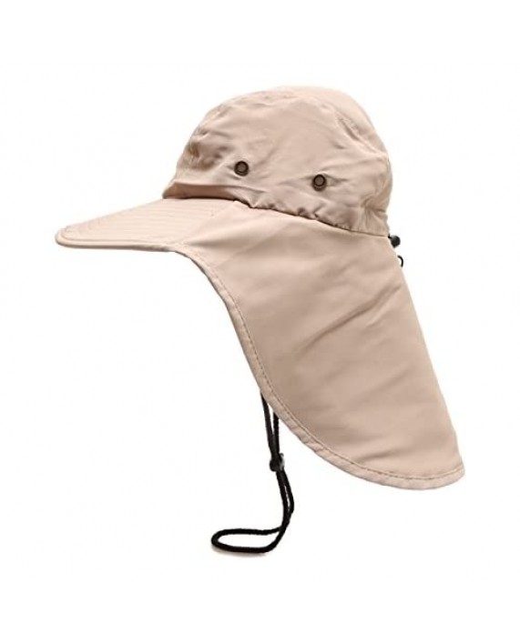 MIRMARU Outdoor Sun Protection Hunting Hiking Fishing Cap Wide Brim hat with Neck Flap