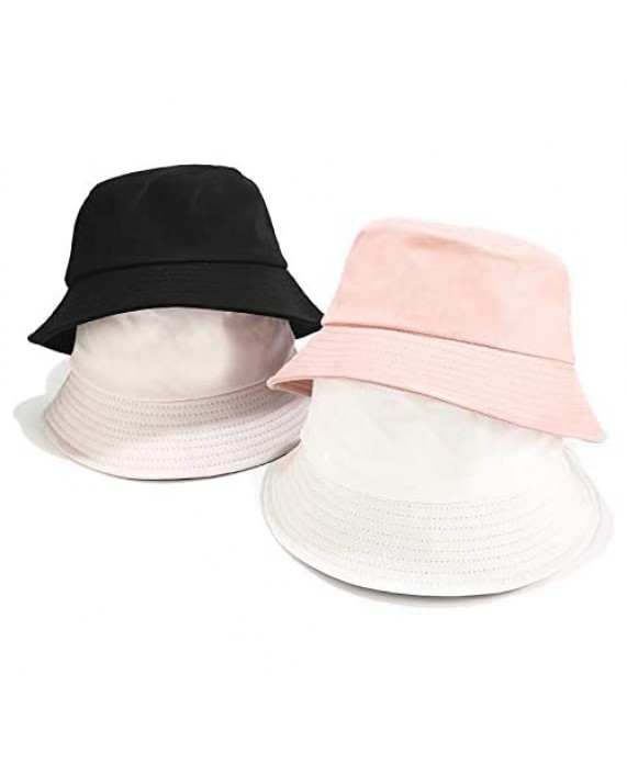 OCTEEN 2 Packs Bucket Hats Summer Travel Sun Hat Outdoor Cap Beach Hat Unisex