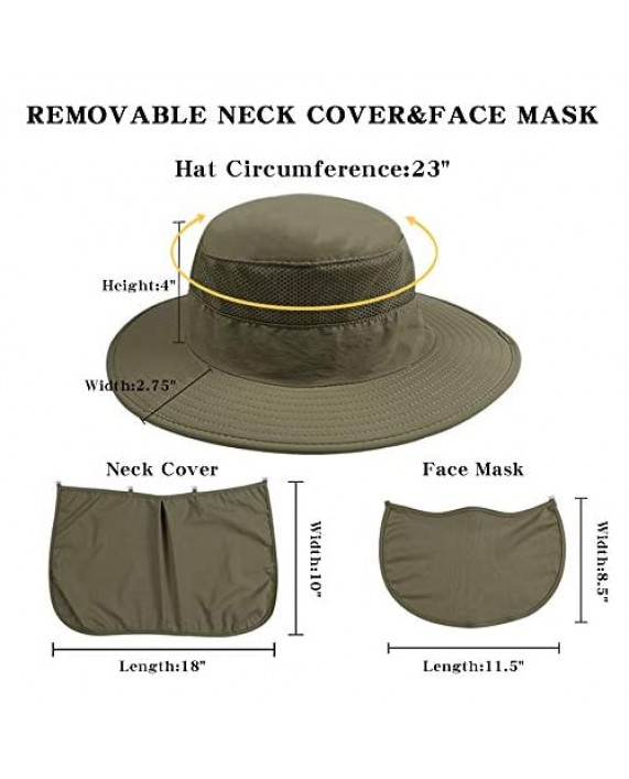 Outdoor Sun Hat Men Women Wide Brim Flap Fishing Cap Neck Flap & Face Cover Mask Hat