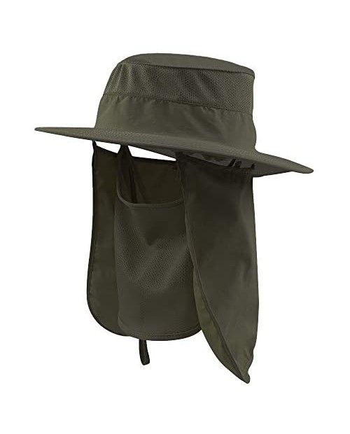 Outdoor Sun Hat Men Women Wide Brim Flap Fishing Cap Neck Flap & Face Cover Mask Hat