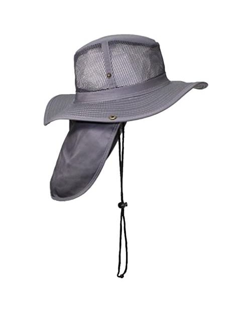 Tropic Hats Packable Wide Brim Mesh Safari/Outback W/Neck Flap & Snap Up Sides