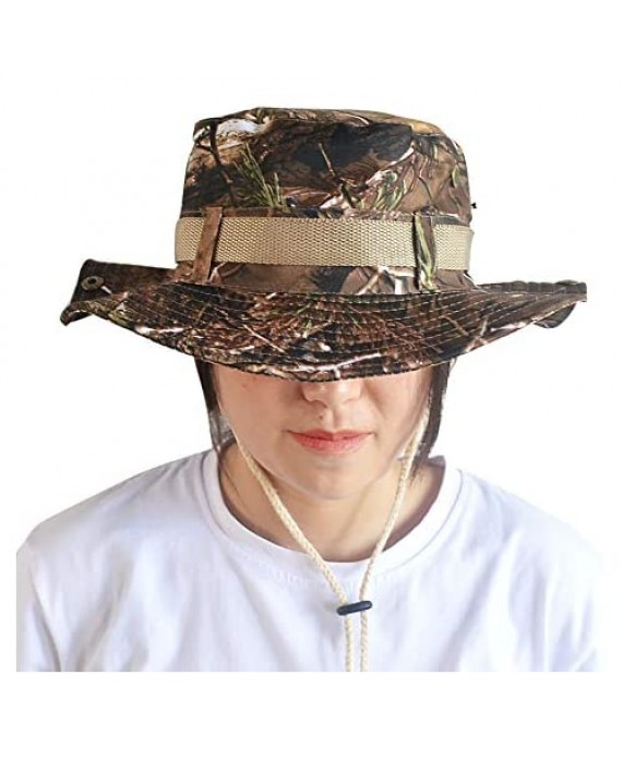 uniquetotop Sun Hat for Men Outdoor Fishing Women Summer Camo Wide Brim Sun Protection Bucket Safari Boonie Hat Foldable