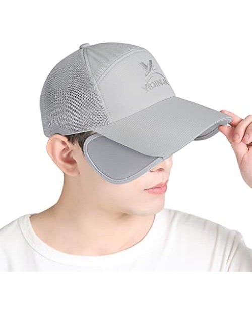 Ylucky Unisex Baseball Cap Sunhat UV Protection Mesh Hat with Retractable Extended Brim Fishing Hat