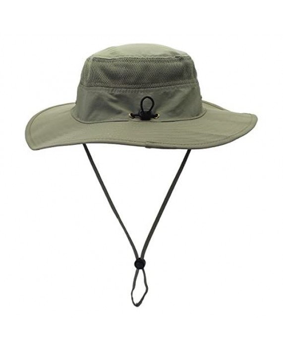 YR.Lover Outdoor Mesh Boonie Hat Outdoor UPF 50+ Wide Brim Sun Hat Windproof Fishing Hats