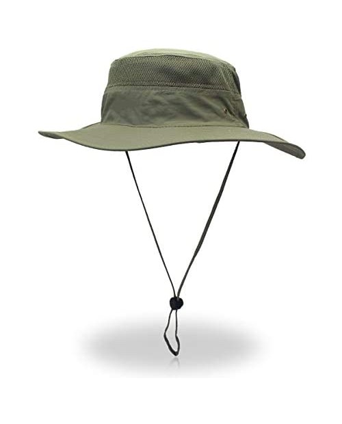 YR.Lover Outdoor Mesh Boonie Hat Outdoor UPF 50+ Wide Brim Sun Hat Windproof Fishing Hats