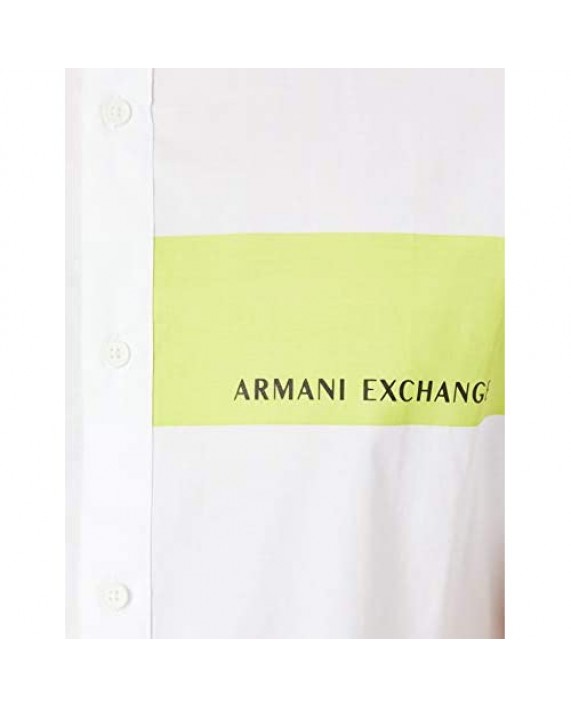 AX Armani Exchange Men's Colorblock Stretch Cotton Short Sleeve Button Up