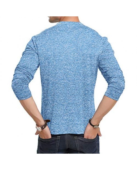 CHAKTON Mens Fashion Casual Slim Fit Henley Long Sleeve Shirts Basic Designed Lightweight T-Shirts