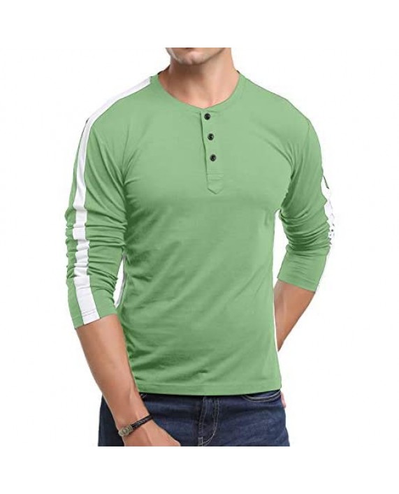 CHAKTON Men's Henley T-Shirts Casual Long Sleeve Lightweight Cotton Shirts