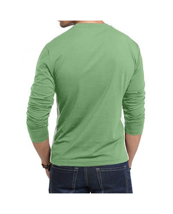 CHAKTON Men's Henley T-Shirts Casual Long Sleeve Lightweight Cotton Shirts