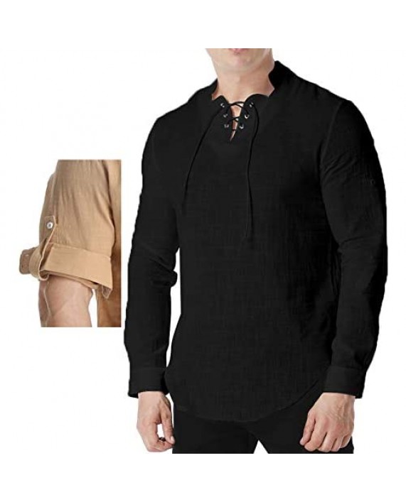 GAESHOW Mens Henleys Shirts Lightweight Cotton Long/Short Sleeve Exchange Beach Yoga Tunic Loose Fit Tops