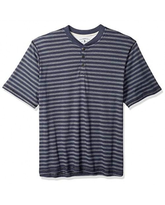 G.H. Bass & Co. Men's Big and Tall Madawaska Short Sleeve Feeder Stripe Henley Shirt
