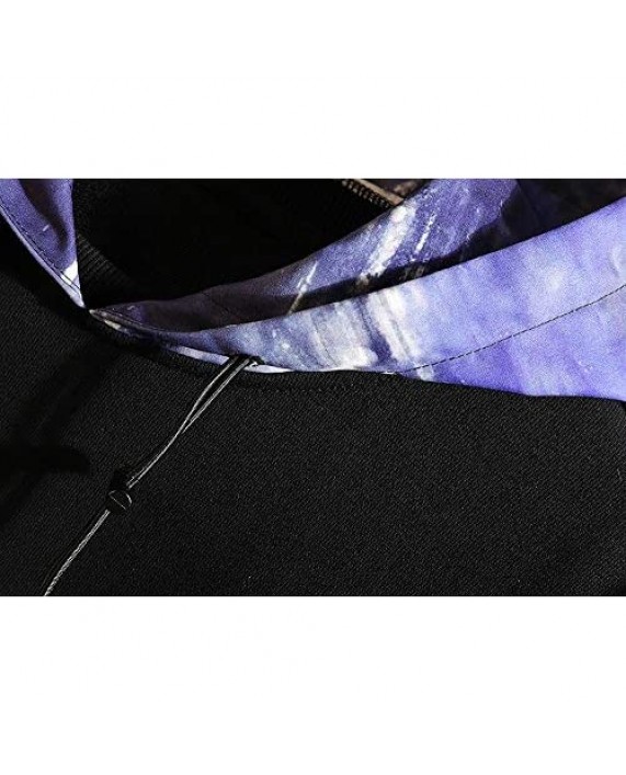 GURUNVANI Men's Casual Long Sleeve Tie-Dye Hoodie Color Block Pullover Sweatshirt