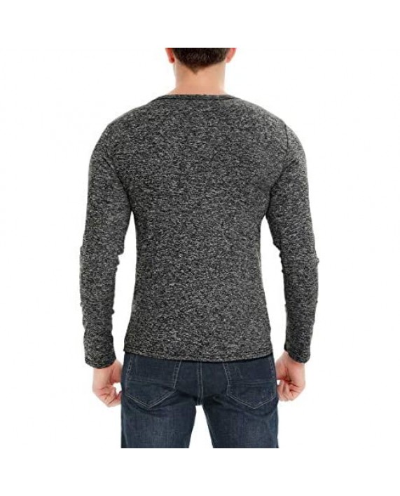 LecGee Men's Basic Henley Long Sleeve Casual Slim-fit Workout Tee Athletic Build Top