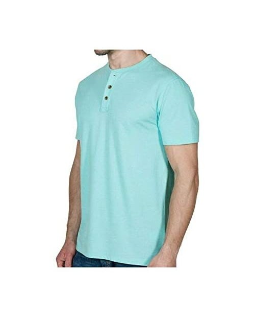 Lee Mens Size XX-Large Short Sleeve Cotton Blend Soft Henley Shirt Aqua