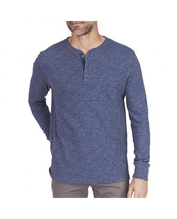 Mens Long Sleeve Slim Fit Button Collar Casual Cotton Henley Tee T-Shirt