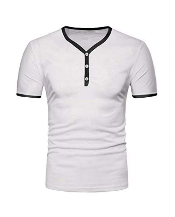 Miqieer Mens Casual Premium Slim Fit Henley T-Shirts Short Sleeve Lightweight