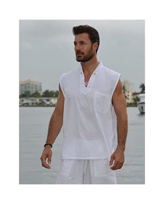 Pure Cotton Men's White Shirt- 100% Cotton Casual Hippie Shirt Long Sleeve Beach Yoga Top | The Perfect Summer Shirts for Men by Ingear (White-MYK XXX-Large)