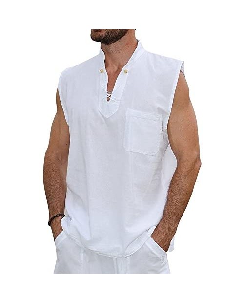 Pure Cotton Men's White Shirt- 100% Cotton Casual Hippie Shirt Long Sleeve Beach Yoga Top | The Perfect Summer Shirts for Men by Ingear (White-MYK Small)