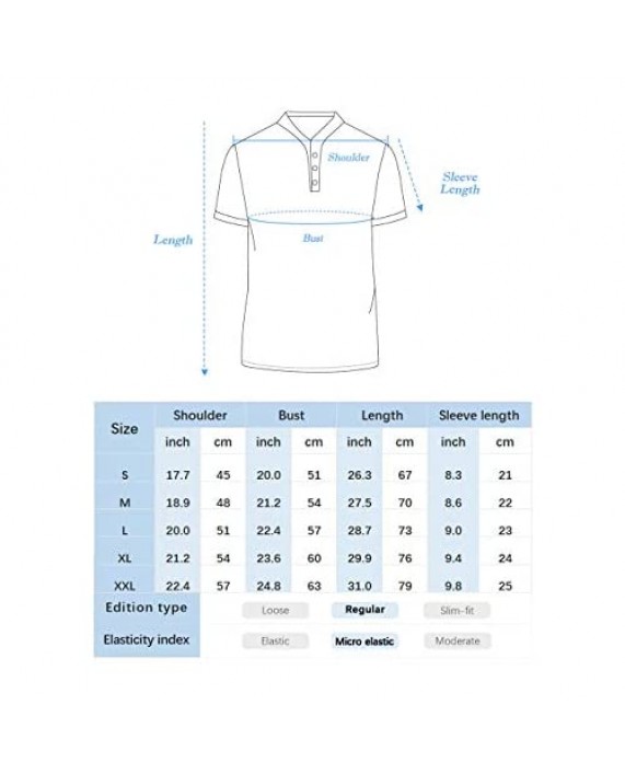 QUALFORT Men's Henley Shirts Short Sleeve Casual Basic Summer Solid T Shirts with Pocket