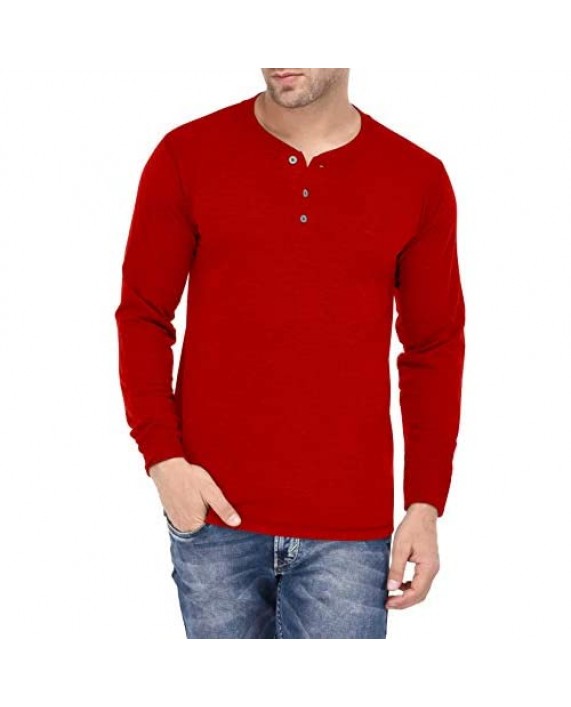 Red Mens Henley Long Sleeve - Full Sleeve Jersey Shirts | Henley S